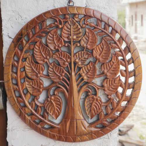 Solid Wooden Hand Crafted Wall Decor Panel And Tree Concept Design
