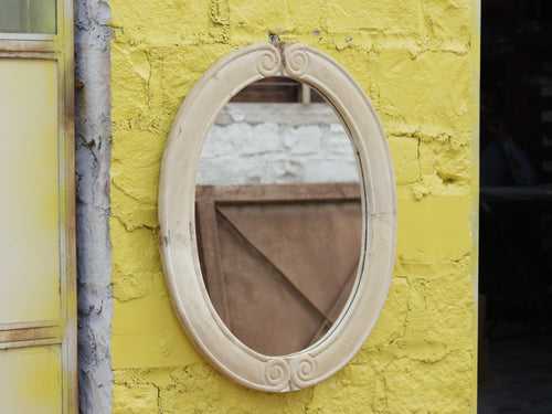 Classic Simple Oven Shaped Wooden Handmade Wall Mirror