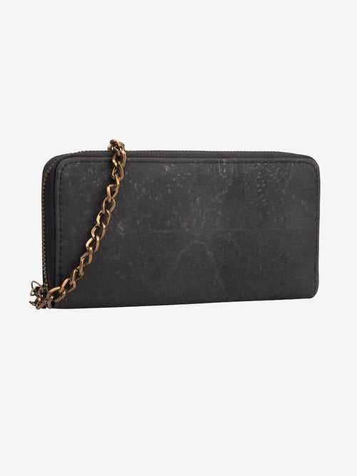 Midnight Tide: Women's Black Cork Wallet Purse