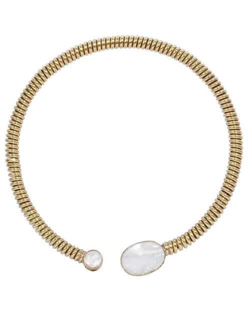 Samantha Coiled Mother of Pearl Choker in 18K Gold
