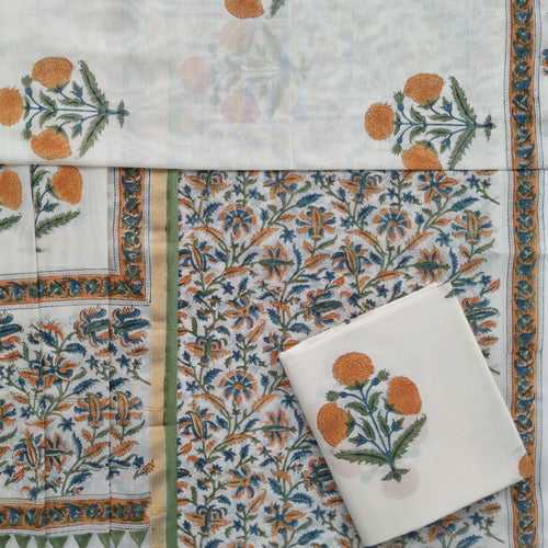 Designer Hand Block Print Chanderi Silk Suit set with Premium Chanderi Dupatta (CHA400)