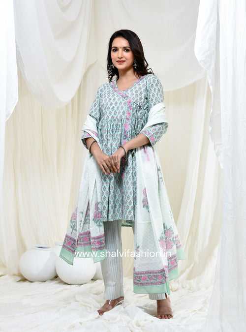 Bahar Buti Print Cotton Suit Set with Mulmul Dupatta (CSS130MUL)