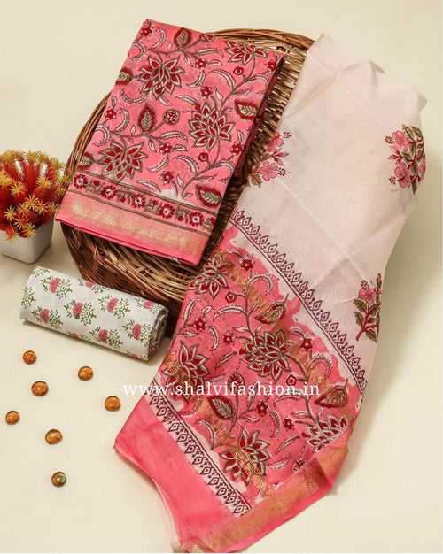 Floral Jaal Print Maheshwari Silk Suit Set (MSL422)