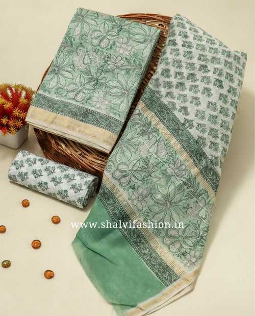 Floral Jaal Printed Maheshwari Silk Suit Set (MSL425)