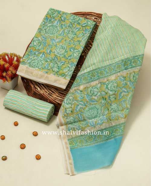 Rose Jaal Print Maheshwari Silk Suit Set (MSL426)