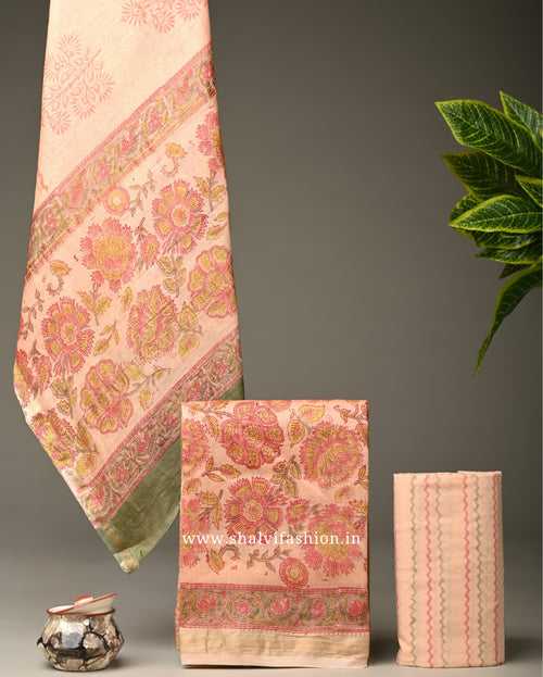 Floral Jaal Print Maheshwari Silk Suit Set (MSL440)