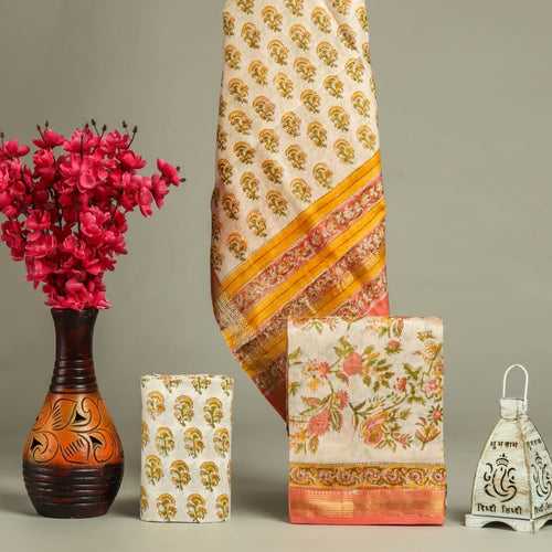 Designer Hand Block Print Maheshwari Silk Suit Set (MSL443)