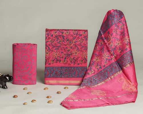 Floral Print Chanderi Silk Suit Set (CHA607)