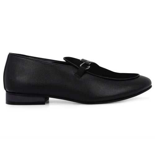 Anchor Black  Buckle Loafers.