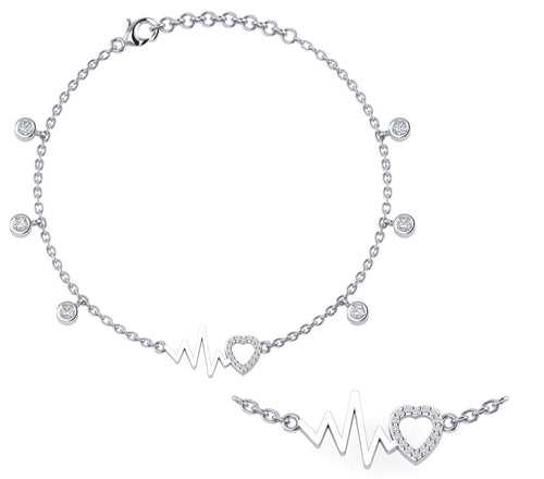 Heart Beat Sterling Silver Anklet