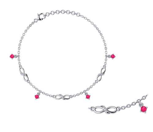 Infinity Drops Sterling Silver Anklet