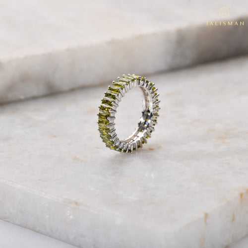 Green Baguette Stack Ring