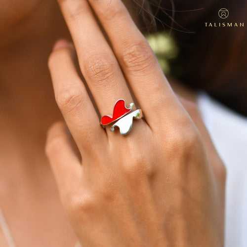 Fluttering Red Butterfly Adjustable Ring