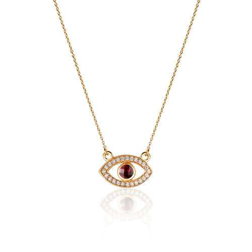Bold Evil Eye Garnet Necklace