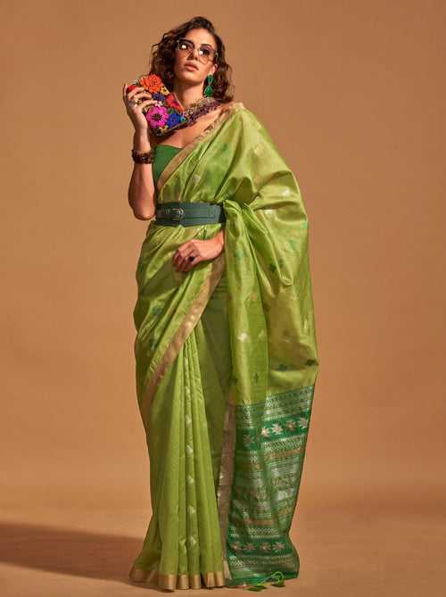 Sage Green Designer  Silk Blended Saree