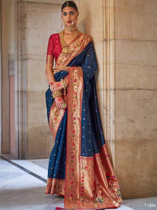 Space Blue Paithani Silk Festive & Wedding Saree