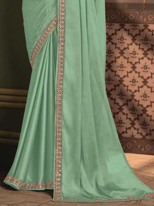 Eton Green premium Georgette Saree