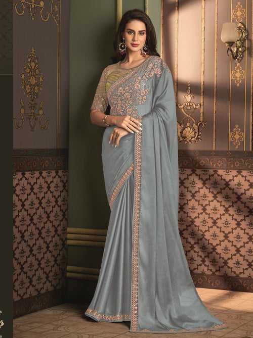 Pewter Grey premium Georgette Saree