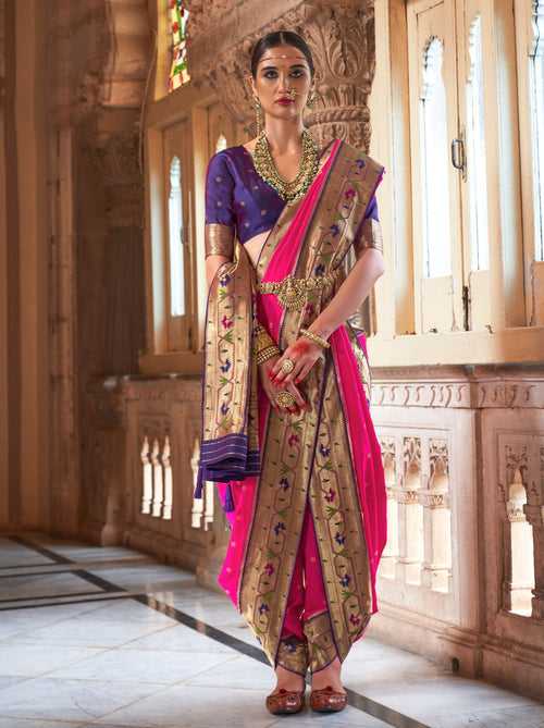Magenta Pink Paithani Silk Wedding & Festive Saree