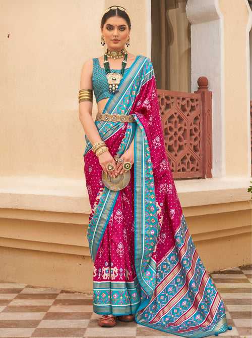 Ruby Pink Silk Blended Saree
