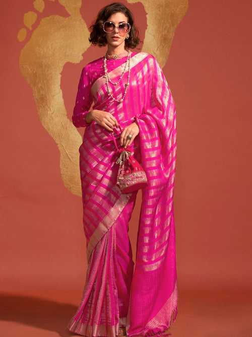 Magenta Pink Handwoven Silk Saree