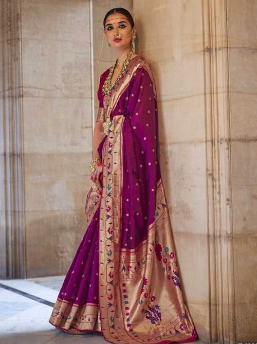 Byzantine Voilet-Purple Paithani Silk Festive & Wedding Saree
