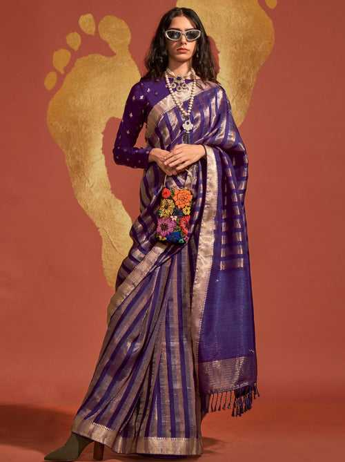 Indigo Purple Handwoven Silk Saree