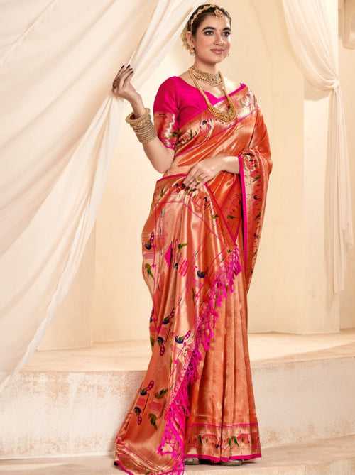 Imperial Red Paithani Silk Blended Saree