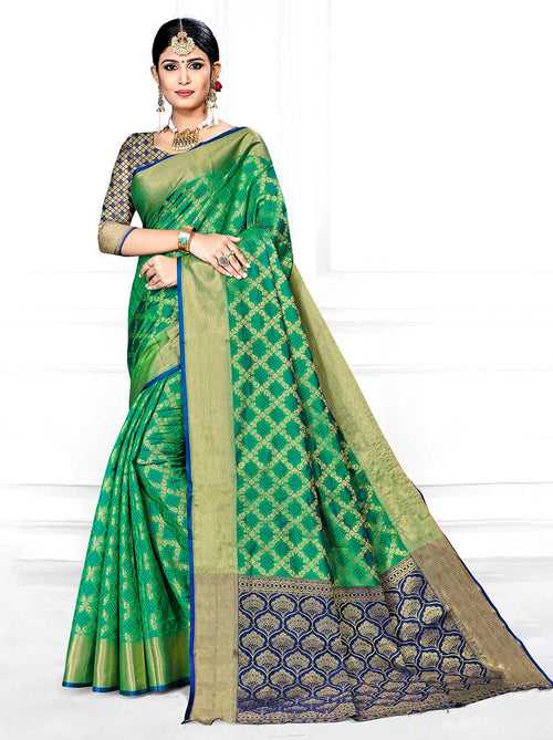 Gorgeous Banarasi Silk Saree In Green