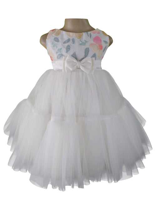Faye Ivory Embroidered Tiered Dress