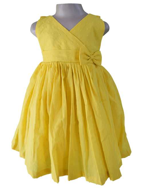 Faye Yellow Swissdot V-Neck Dress
