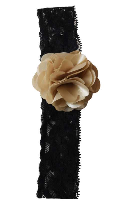 Champagne Flower on Black Lace