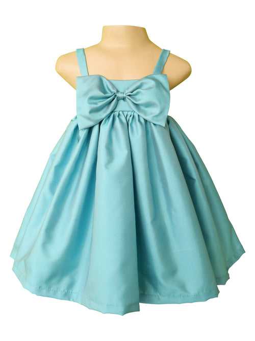 Faye Blue Satin Big Bow Dress