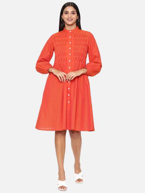 Orange Cotton Dress - AS0640