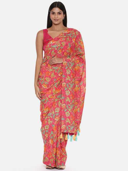 Printed Pink Ready Saree - ASSR002