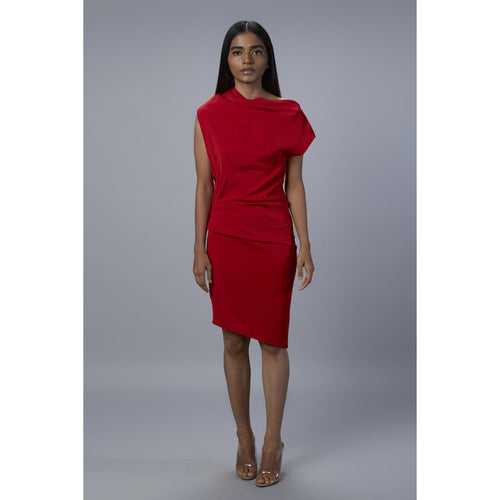 Flame Off Shoulder Red Dress