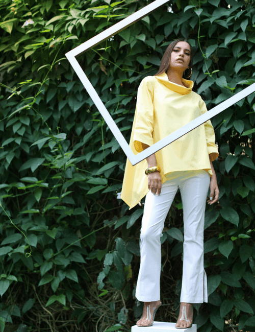 Alix - Cotton Cowl Yellow Top