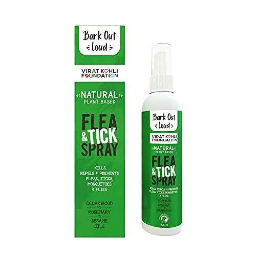 Bark Out Loud by Vivaldis -100% Natural Tick & Flea Spray | Kills & Repels Fleas, Ticks | Contains Rosemary, Cedarwood & Sesame Oils | Gentle on Skin, Ensures Healthy Coat in Dogs & Cats 200ml