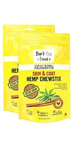 Bark Out Loud by Vivaldis Hemp Chewstix. Fresh Chicken Treats Packed Omega 3 Fatty Acids, & Vitamin E for Healthy Skin & Coat Dogs & Cats. Pack of 2