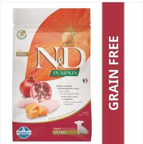 FARMINA N&D Pumpkin - Chicken & Pomegranate - Grain Free - Dog Dry Food - Puppy - Mini Breed 800g