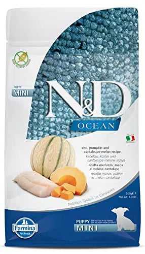 FARMINA N&D Ocean – COD Pumpkin& Cantaloupe Melon - Grain Free - Dog Dry Food - Puppy - Mini Breed (800gram)