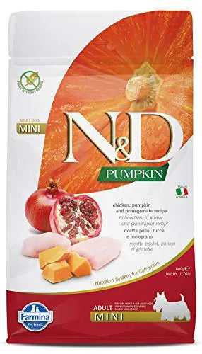FARMINA PET FOODS N&D Pumpkin Dry Dog Food, Grain-Free, Adult Mini Breed, 0.8-kg, Chicken and Pomegranate (Pack of 1)