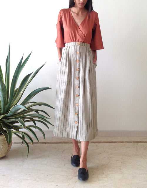 Linen Button-down Skirt