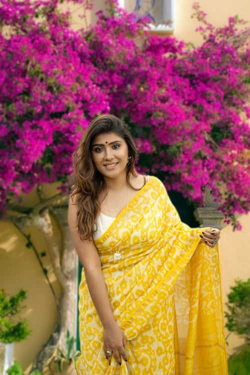 Dahlia : Yellow Batik Saree