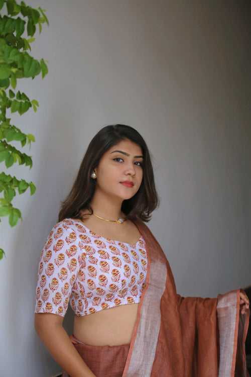 White Sanganeri Print Blouse