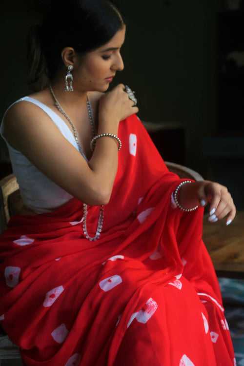 Red Colored Bandhni Saree