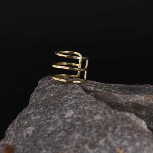Handcrafted Brass Three Layer Finger Ring