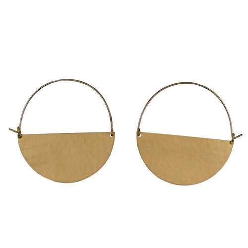 Handcrafted Brass Hammered Dull Gold Hoop Earring