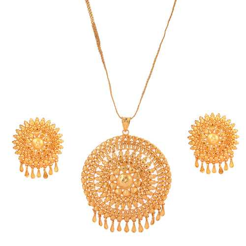 Aditi - Round Motif Pendant Set With Chain (24 Inch )