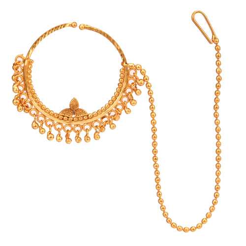 Gold Dripping Ball Chain Nose Ring (Nath)